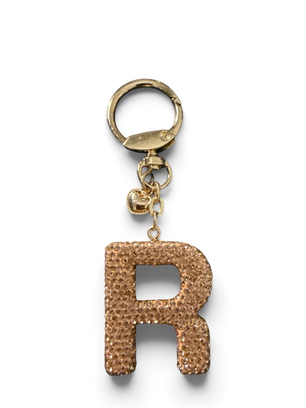 Gold Crystal 'R' Key Charm Keyring - Picture 2 of 3